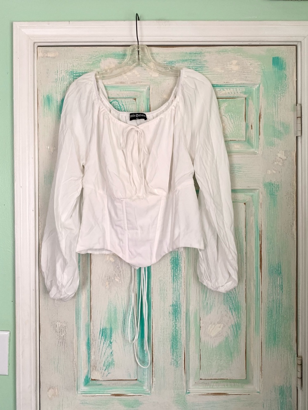 Scarlet Darkness White Corset Style Peasant Blouse Size XL